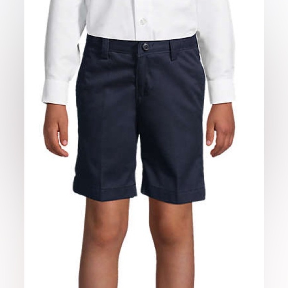 NEW-Lands End School Uniform Boys Plain Front Wrinkle Resistant Chino Short NWOT
